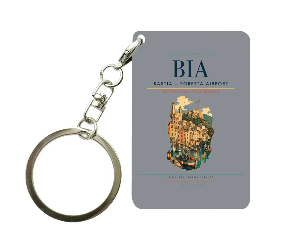 Bastia – Poretta Airport (BIA) design on gray key chain