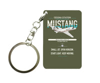 Thumbnail for Cessna Citation Mustang design on green army designed key chain, double-side print