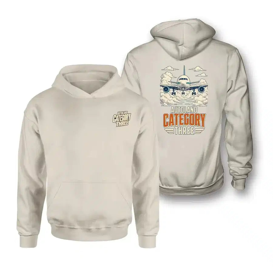 SIGNAL 495 - Autoland Category Three - Double-Side Hoodie design on khaki double side hoodie