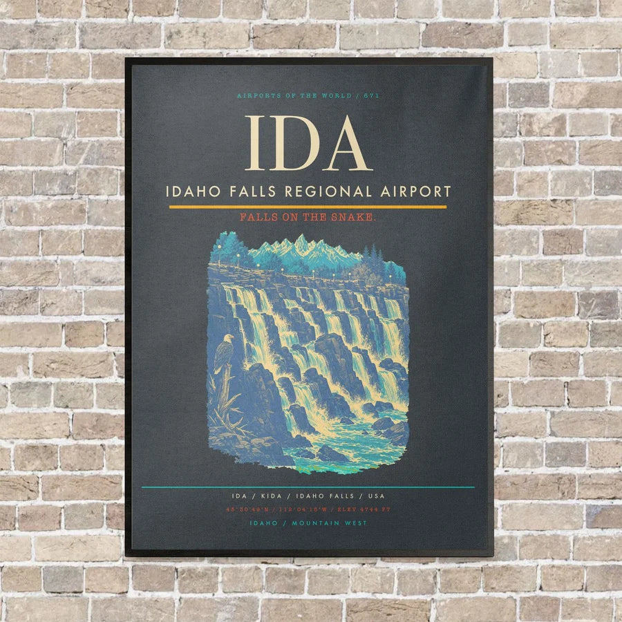 Idaho Falls Regional Airport IDA vertical canvas print - framed - gray background