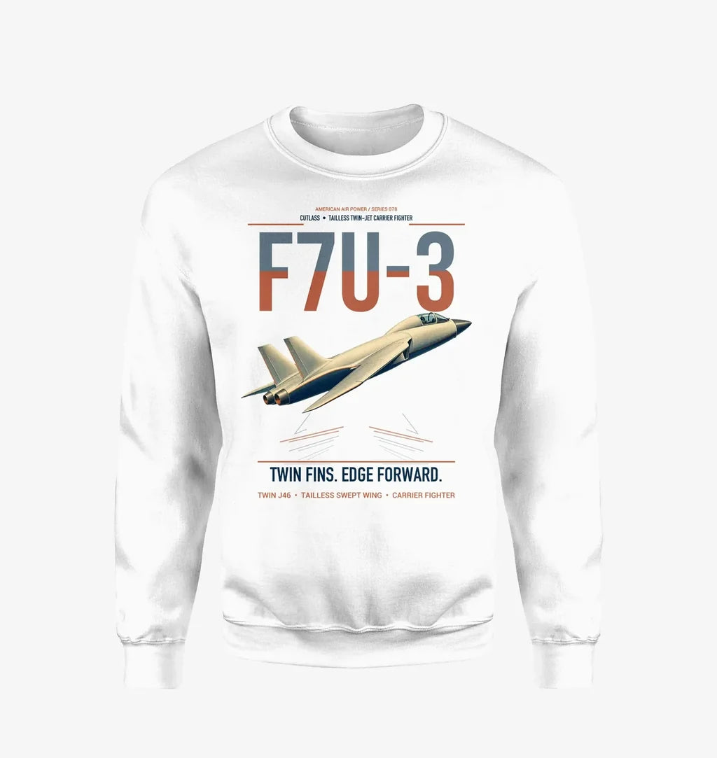 F7U-3 Cutlass design on white sweatshirt
