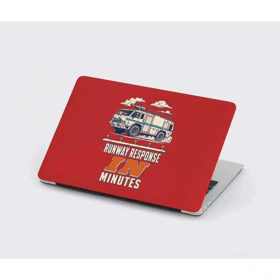 Runway Response In Minutes design on red MacBook case