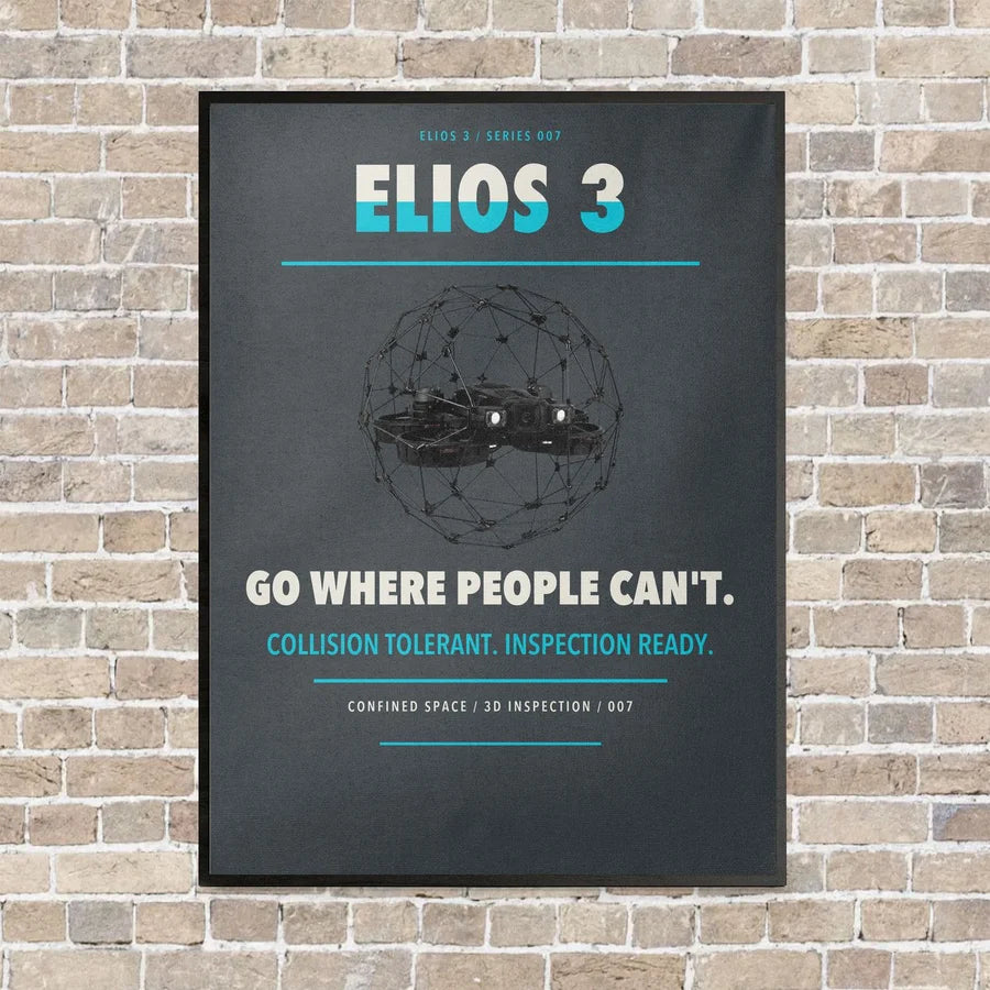 Flyability Elios 3 vertical canvas print - framed - gray background