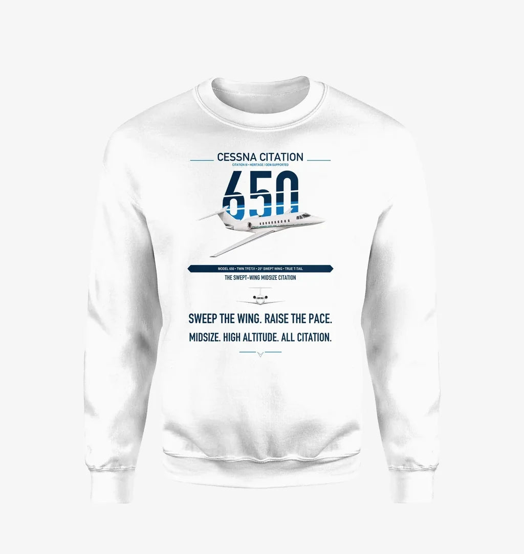 Cessna Citation 650 - Citation III design on white sweatshirt