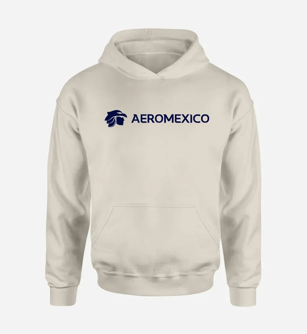 Aero Mexico logo printed on khaki hoodie