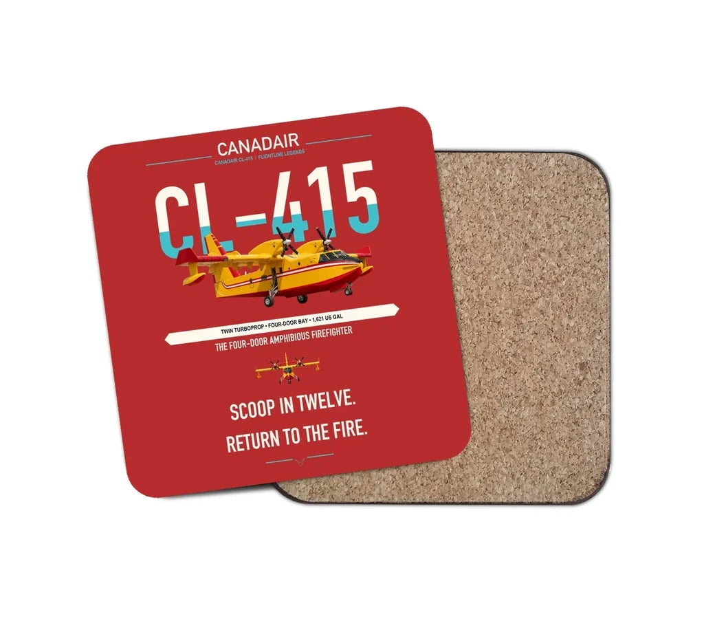 Canadair CL-415 design on red 1 piece coaster