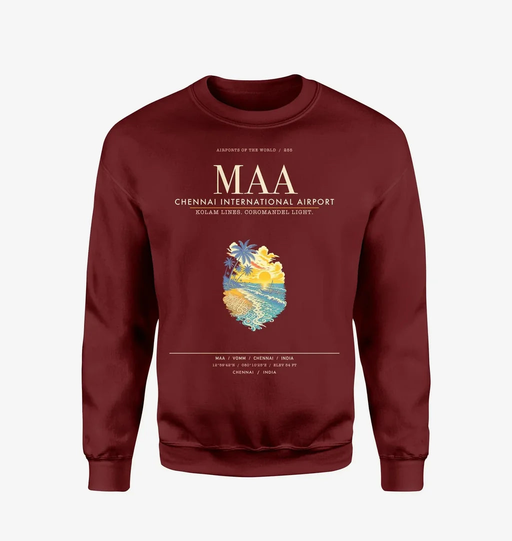 Chennai International Airport MAA Sweatshirt - Wine Red