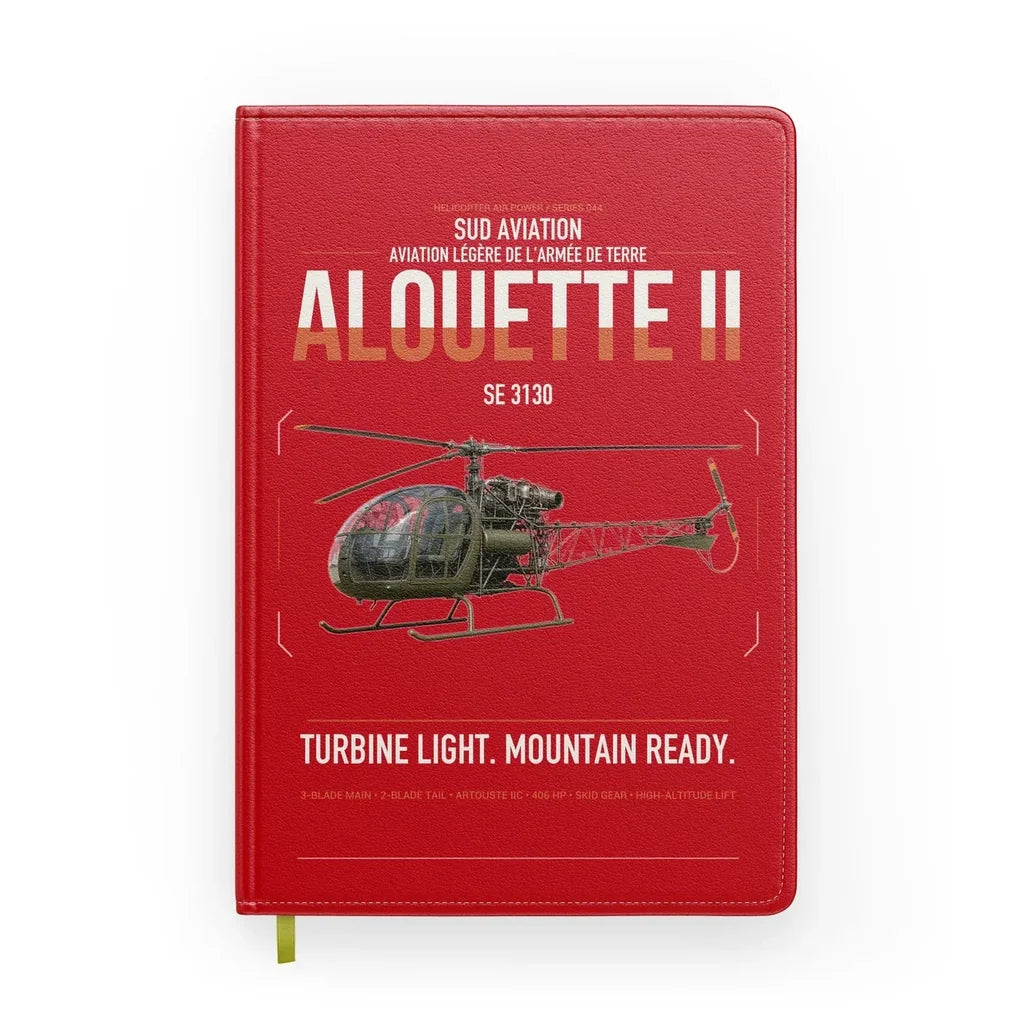 Sud Aviation SE 3130 Alouette II design on red notebook