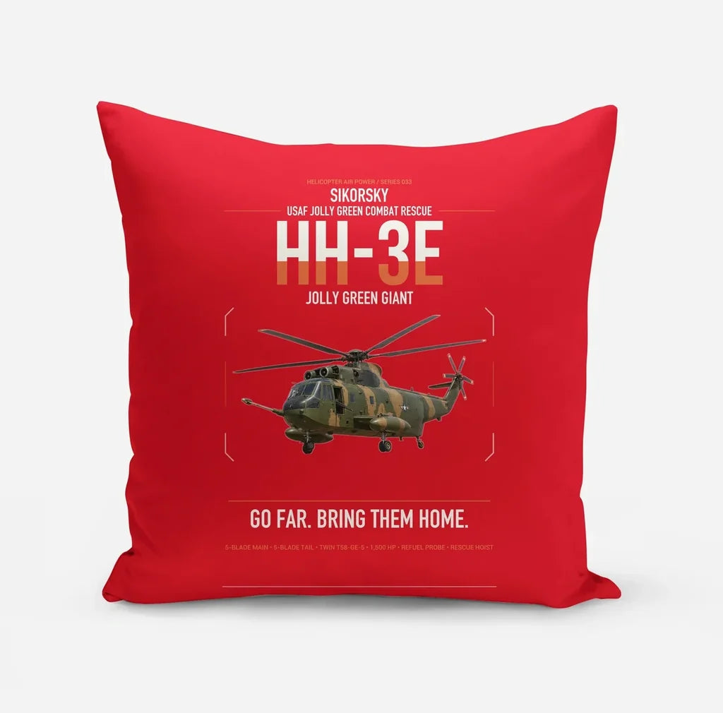 Sikorsky HH-3E Jolly Green Giant design on red pillow