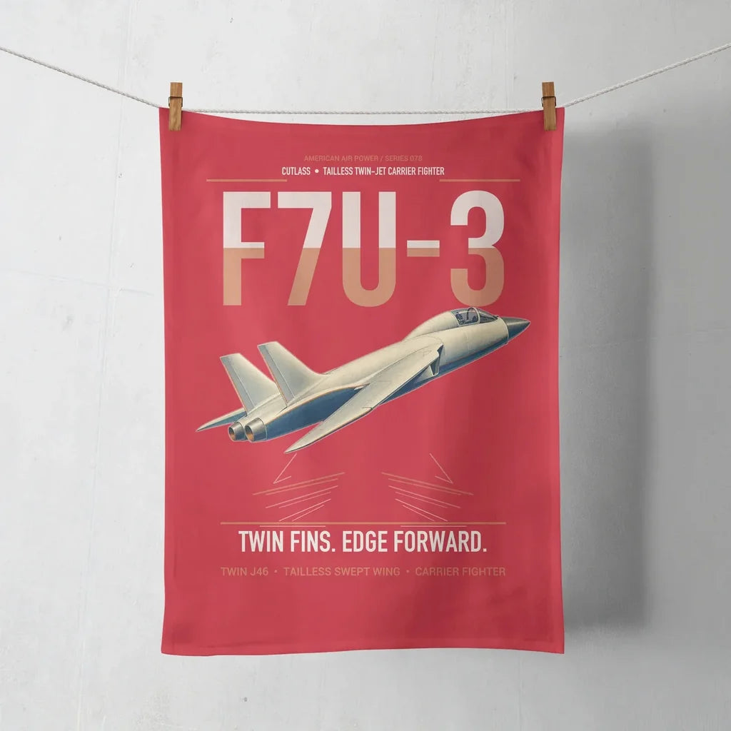 F7U-3 Cutlass design on red towel