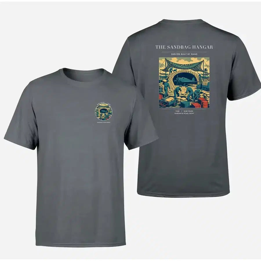 VINTAGE G4505 - The Sandbag Hangar - Double-Side T-Shirt design on gray double side t shirt