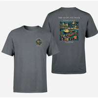 Thumbnail for VINTAGE G4056 - The Seaplane Dock - Double-Side T-Shirt design on gray double side t shirt