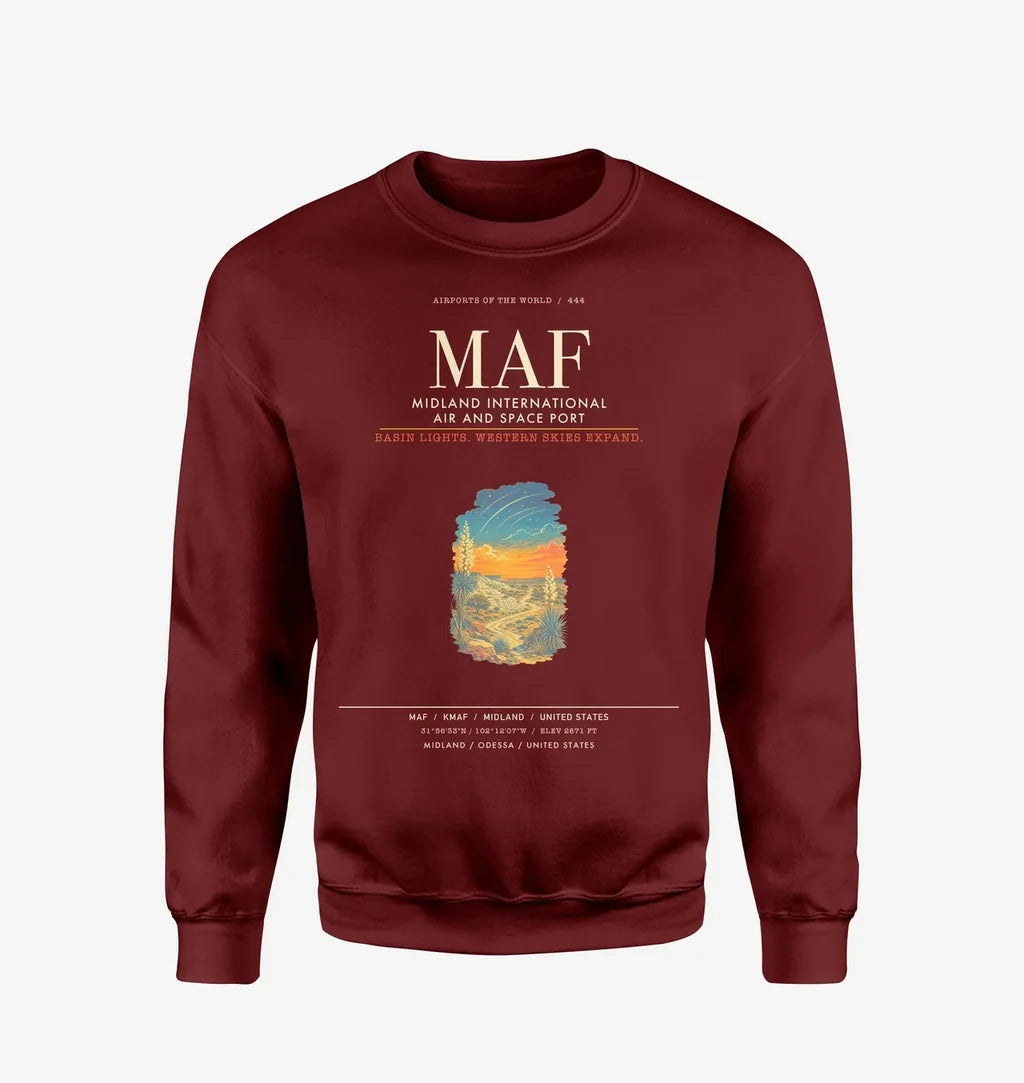 Midland International Air and Space Port MAF Sweatshirt - Wine Red