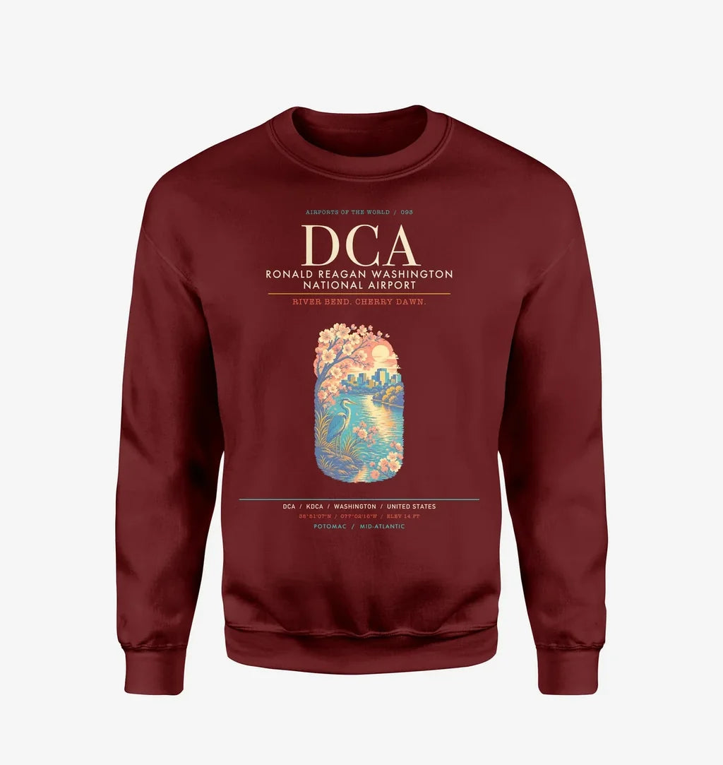 Ronald Reagan Washington National Airport DCA Sweatshirt - Wine Red