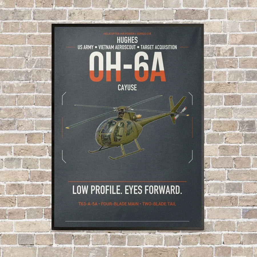 Hughes OH-6A Cayuse vertical canvas print - framed - gray background