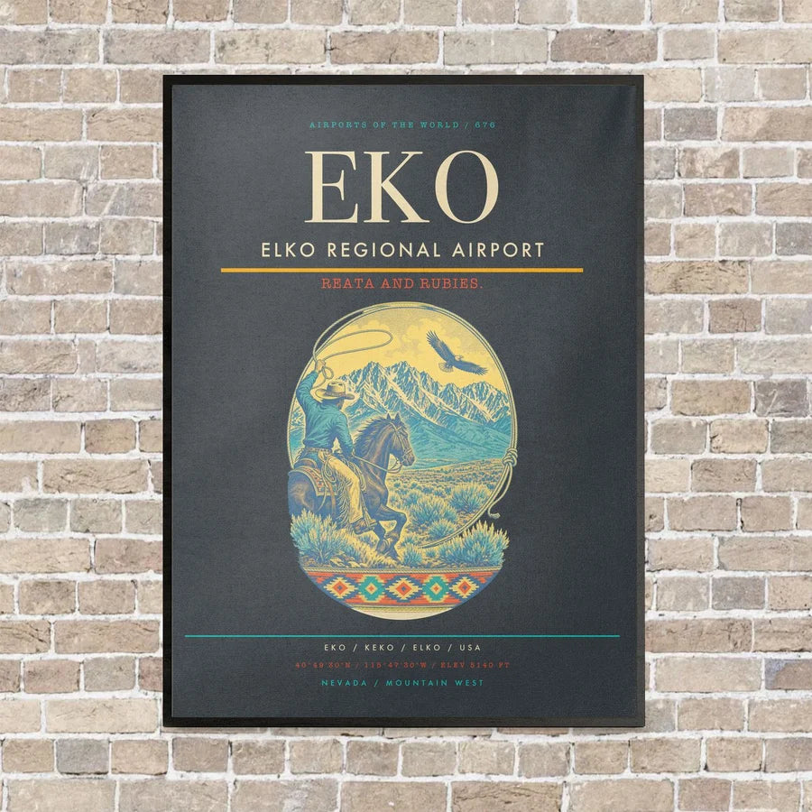 Elko Regional Airport EKO vertical canvas print - framed - gray background