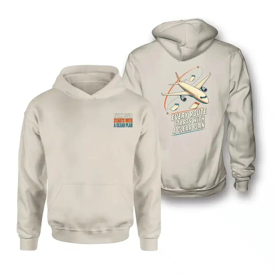SIGNAL 573 - Every Route Starts With A Clear Plan - Double-Side Hoodie design on khaki double side hoodie