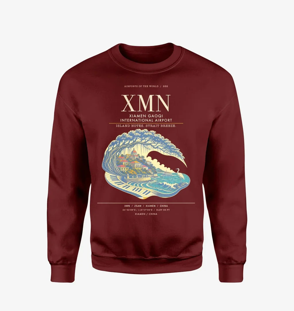 Xiamen Gaoqi International Airport XMN Sweatshirt - Wine Red