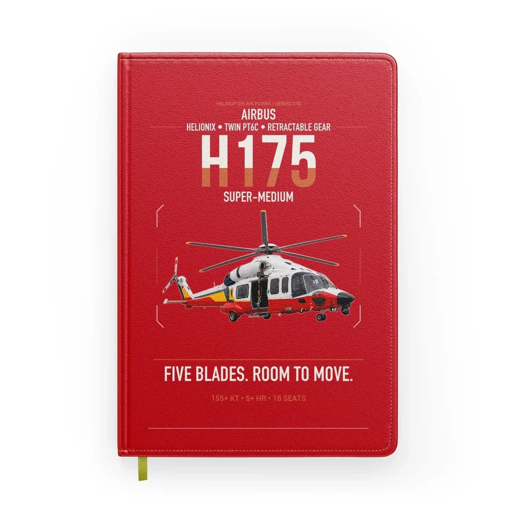 Airbus H175 design on red notebook