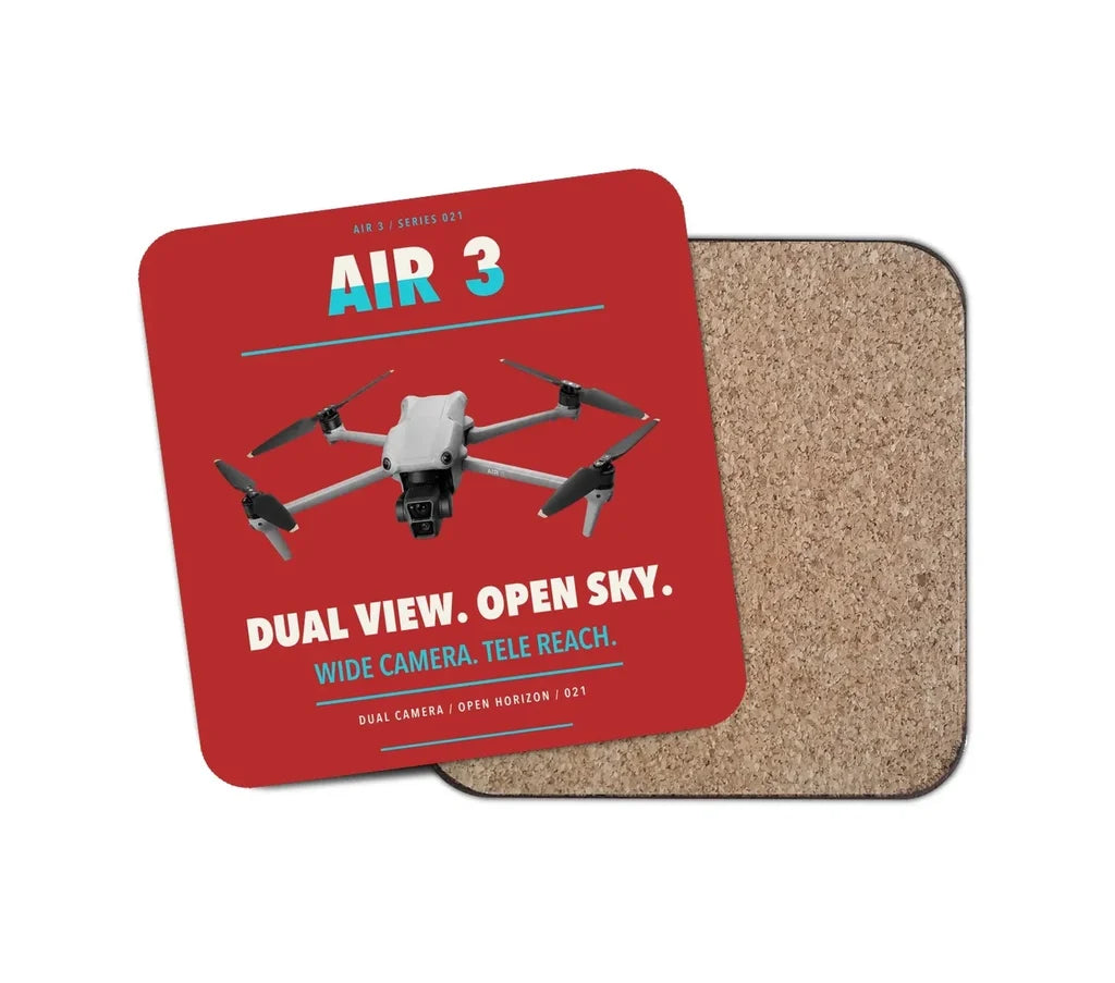DJI Air 3 design on red 1 piece coaster
