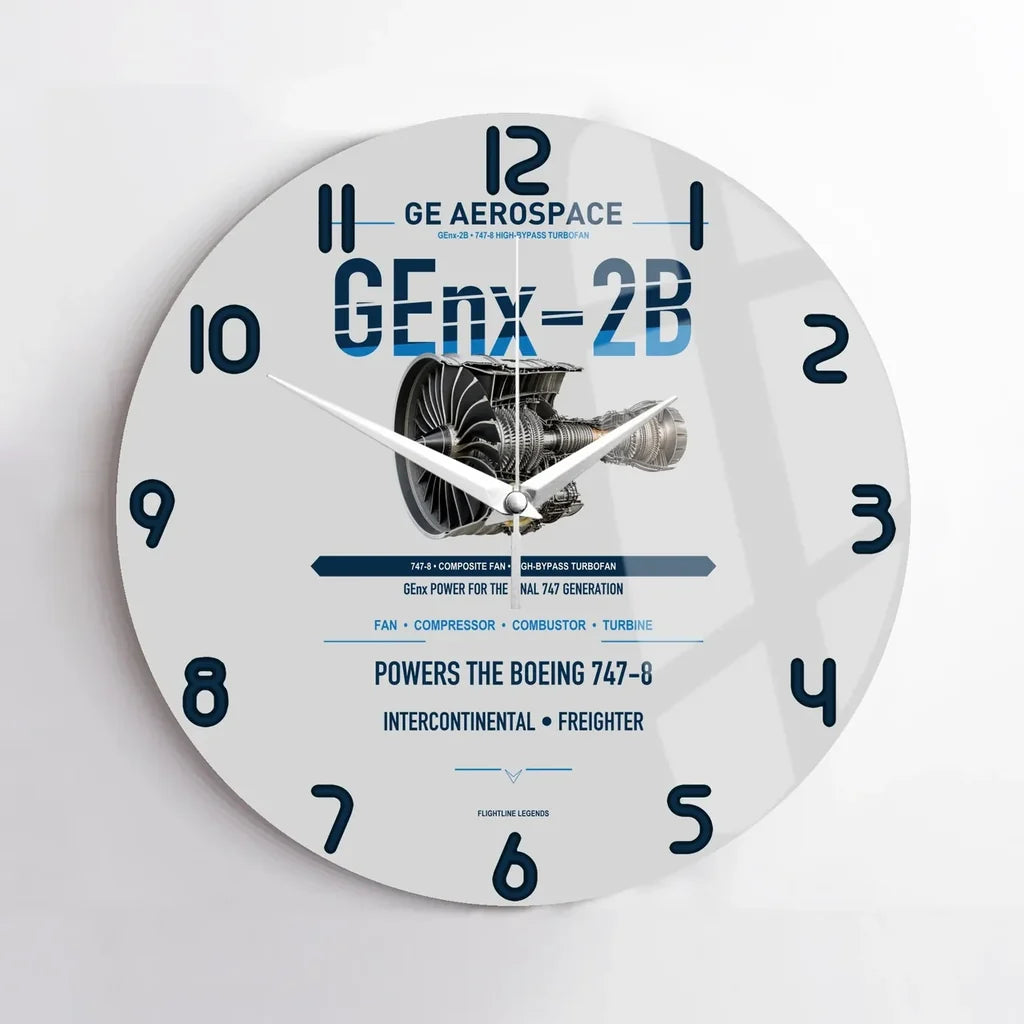 GEnx-2B design on light gray no frame wall clock