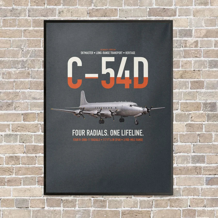 C-54D Skymaster vertical canvas print - framed - gray background