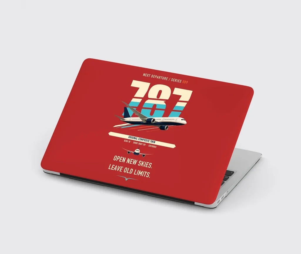 Boeing 787-8 Dreamliner design on red MacBook case