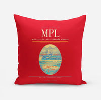Thumbnail for Montpellier–Méditerranée Airport (MPL) design on red pillow