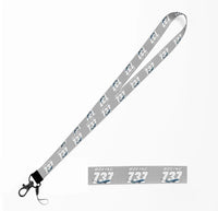 Thumbnail for Super Boeing 737+Text lanyard and ID holder in light gray
