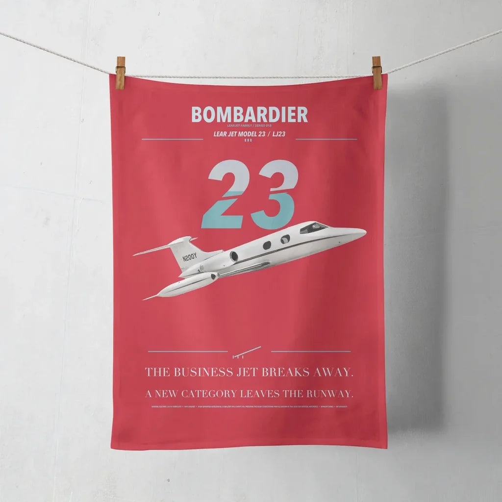 Bombardier Learjet 23 design on red towel