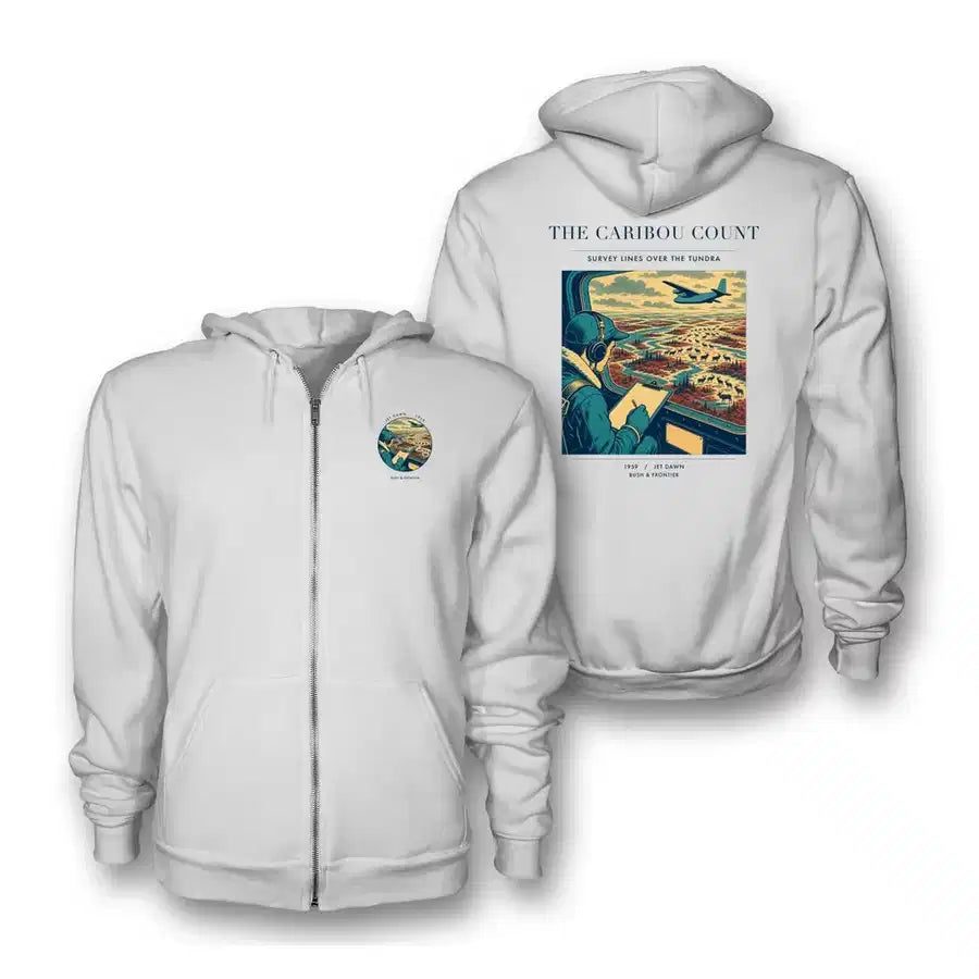 VINTAGE G4198 - The Caribou Count - Premium Zipped Hoodie design on white