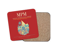 Thumbnail for Maputo International Airport (MPM) design on red 1 piece coaster