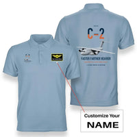 Thumbnail for Kawasaki C-2 design on light blue+name double-side polo t-shirt, double-side print