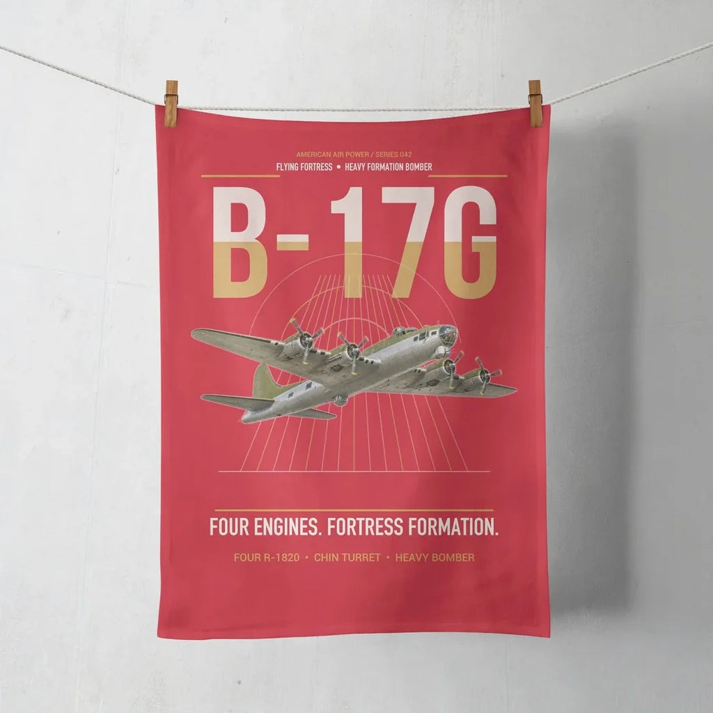 B-17G Flying Fortress design on red towel