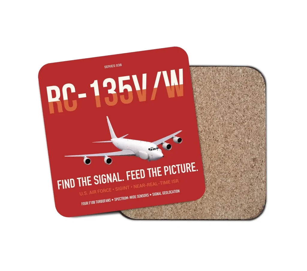 RC-135V W Rivet Joint design on red 1 piece coaster