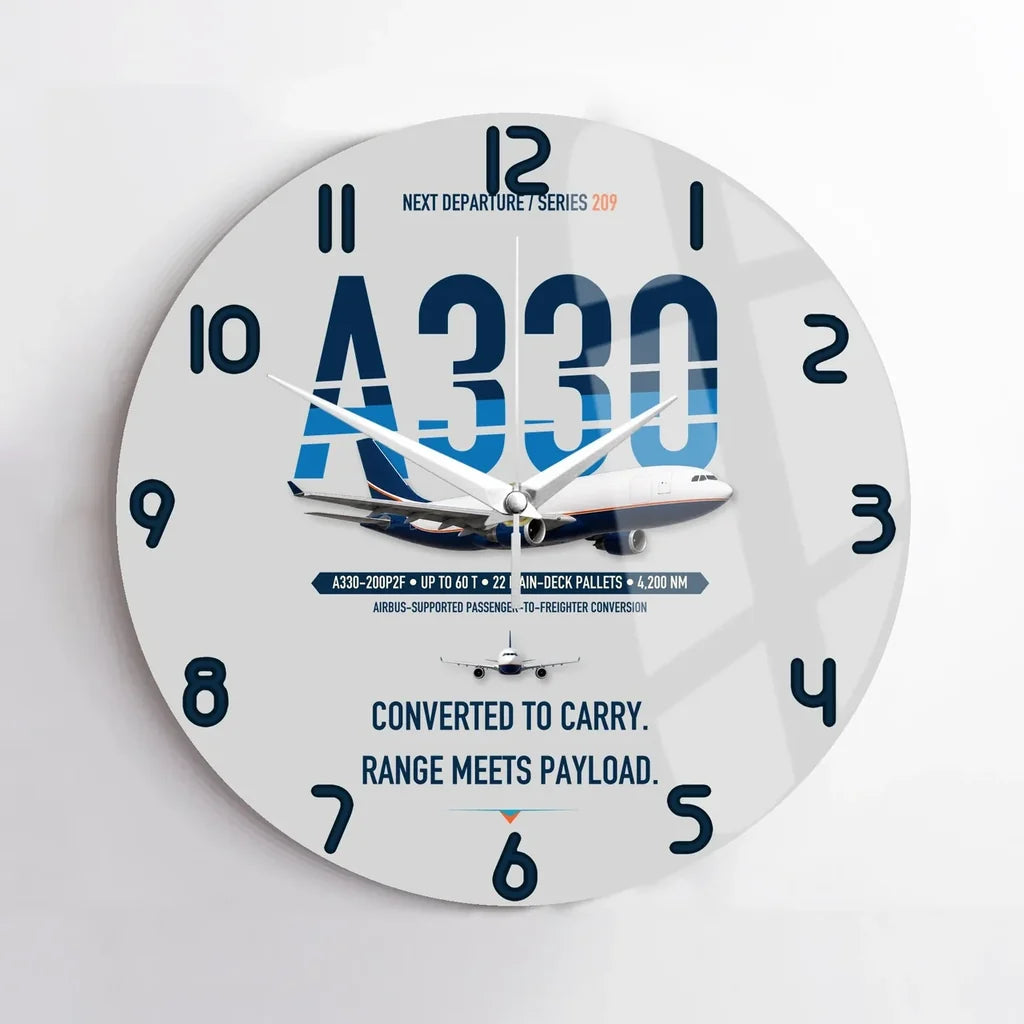Airbus A330-200P2F design on light gray no frame wall clock