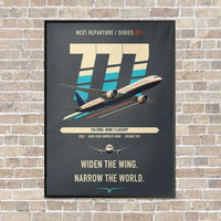 Thumbnail for Boeing 777-9 vertical canvas print - framed - gray background