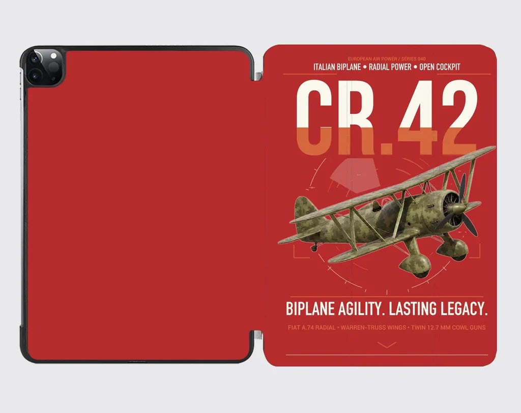 Fiat CR.42 Falco design on red ipad tablet case