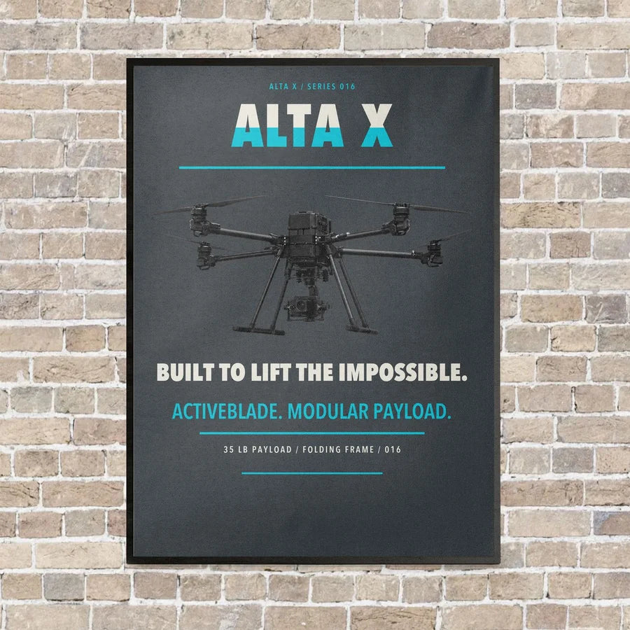 Freefly Alta X vertical canvas print - framed - gray background