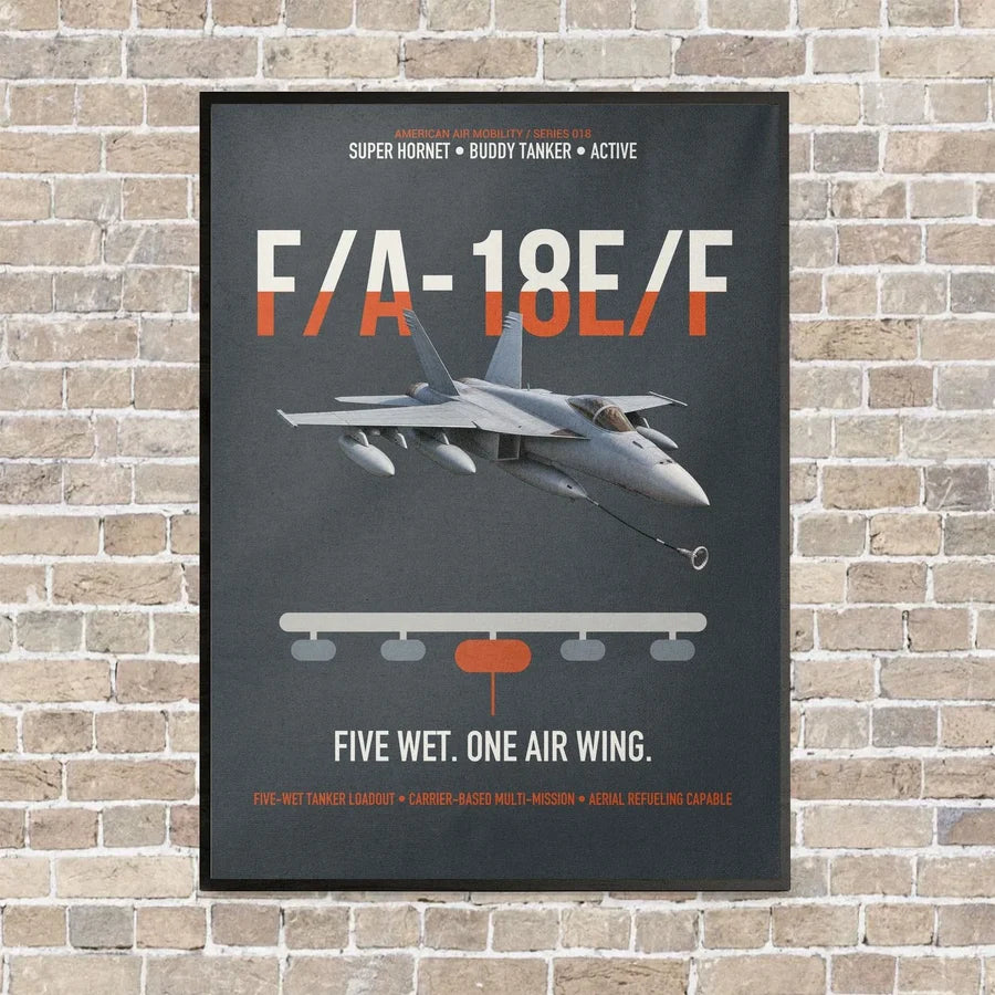 F A-18E F Buddy Tanker vertical canvas print - framed - gray background