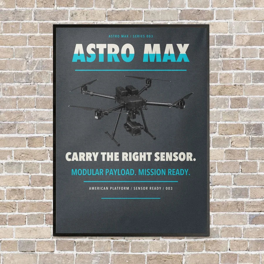 Freefly Astro Max vertical canvas print - framed - gray background