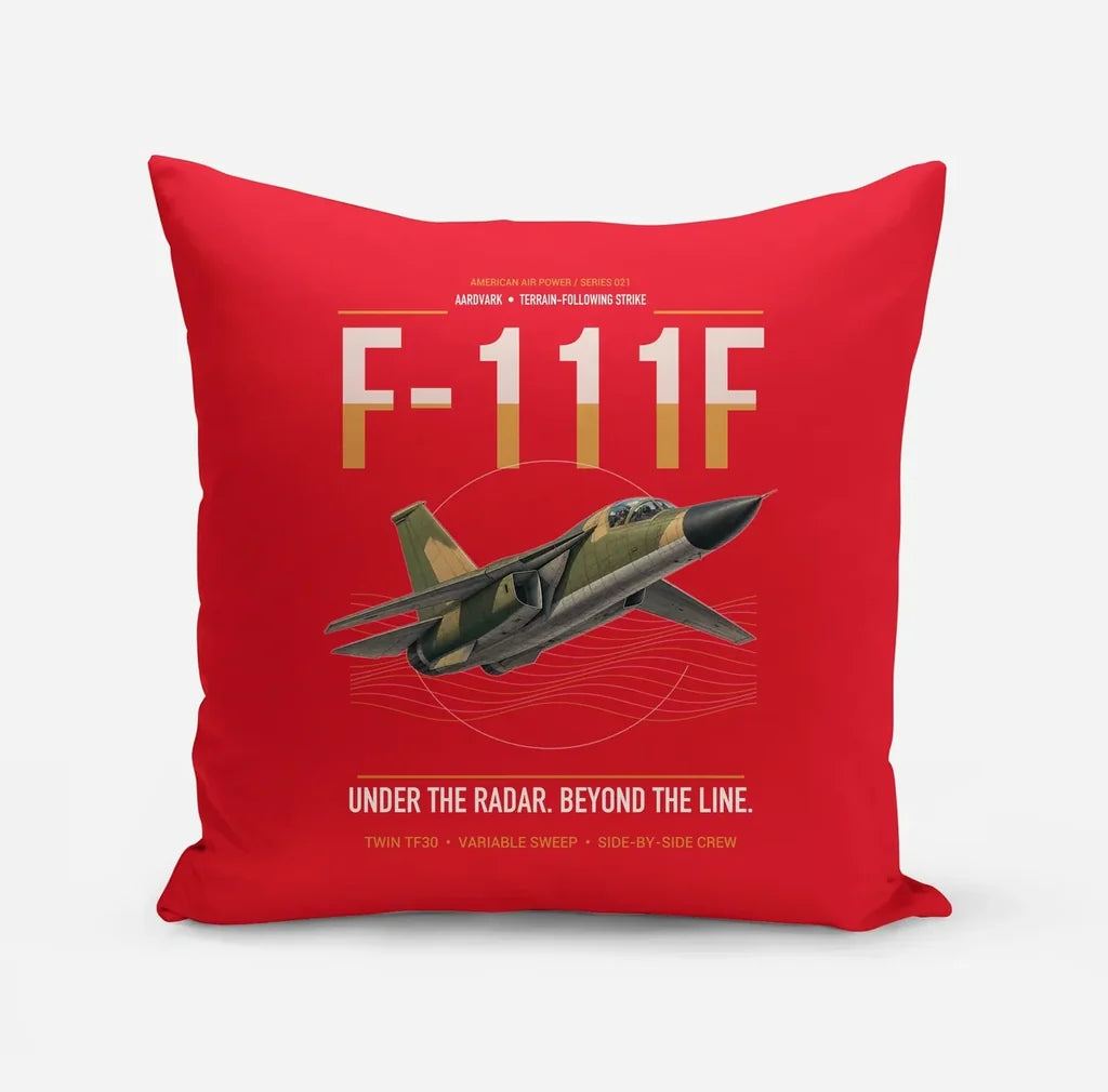 F-111F Aardvark design on red pillow