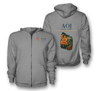Thumbnail for Aomori Airport (AOJ) design on gray premium zipped hoodie
