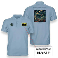 Thumbnail for VINTAGE G4248 - The Night Freight Departure - Double-Side Polo T-Shirt design on lightblue+name