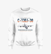 Thumbnail for C-130J-30 Super Hercules design on white sweatshirt