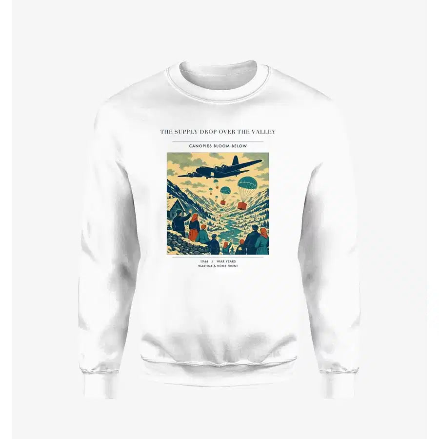 VINTAGE G4512 - The Supply Drop Over The Valley - Designed Sweatshirts design on white