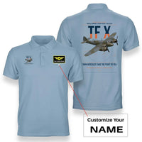 Thumbnail for Bristol Beaufighter TF X design on light blue+name double-side polo t-shirt, double-side print