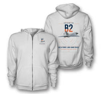 Thumbnail for Avro Vulcan B2 design on white premium zipped hoodie, double-side print