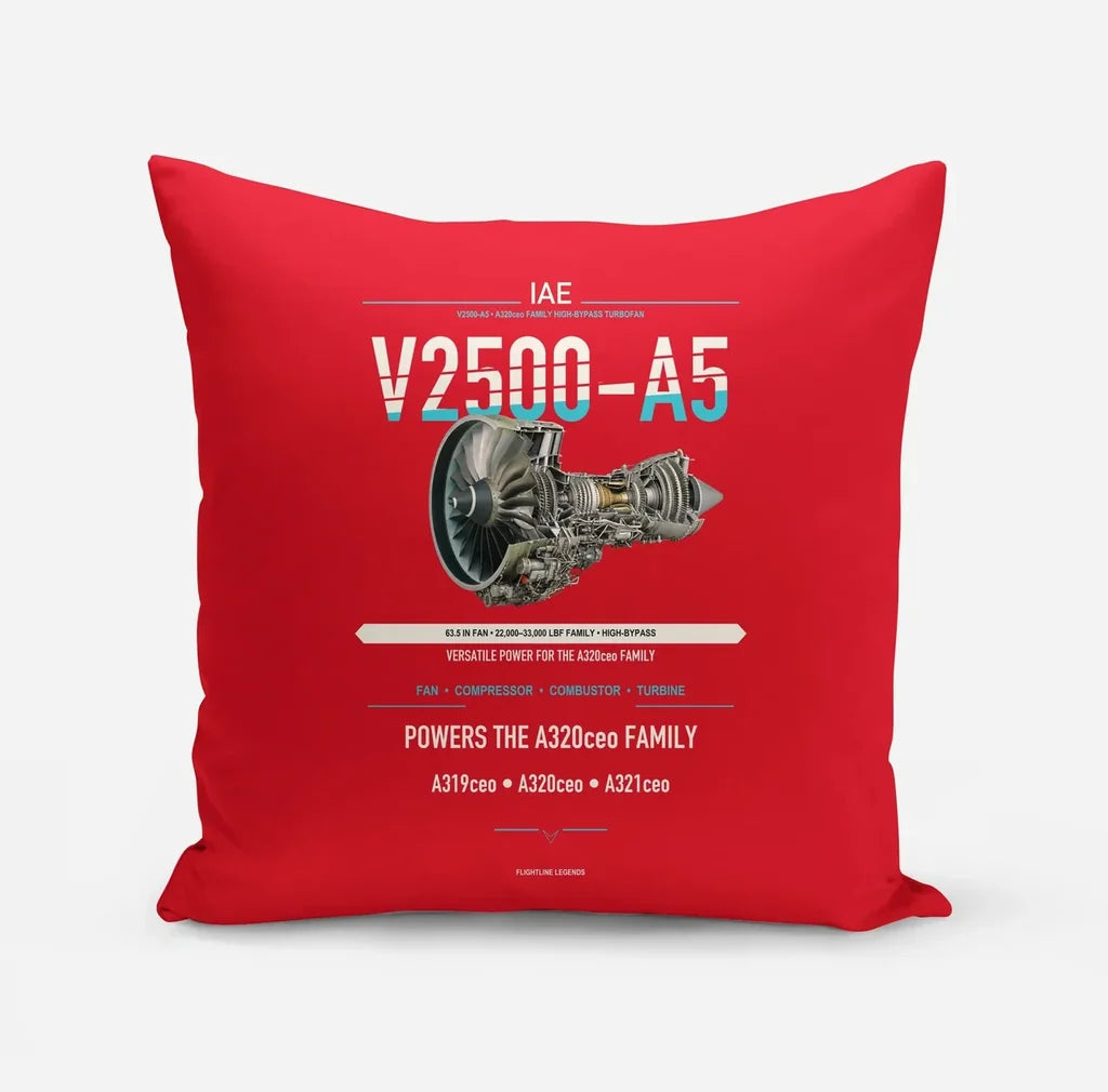 V2500-A5 design on red pillow