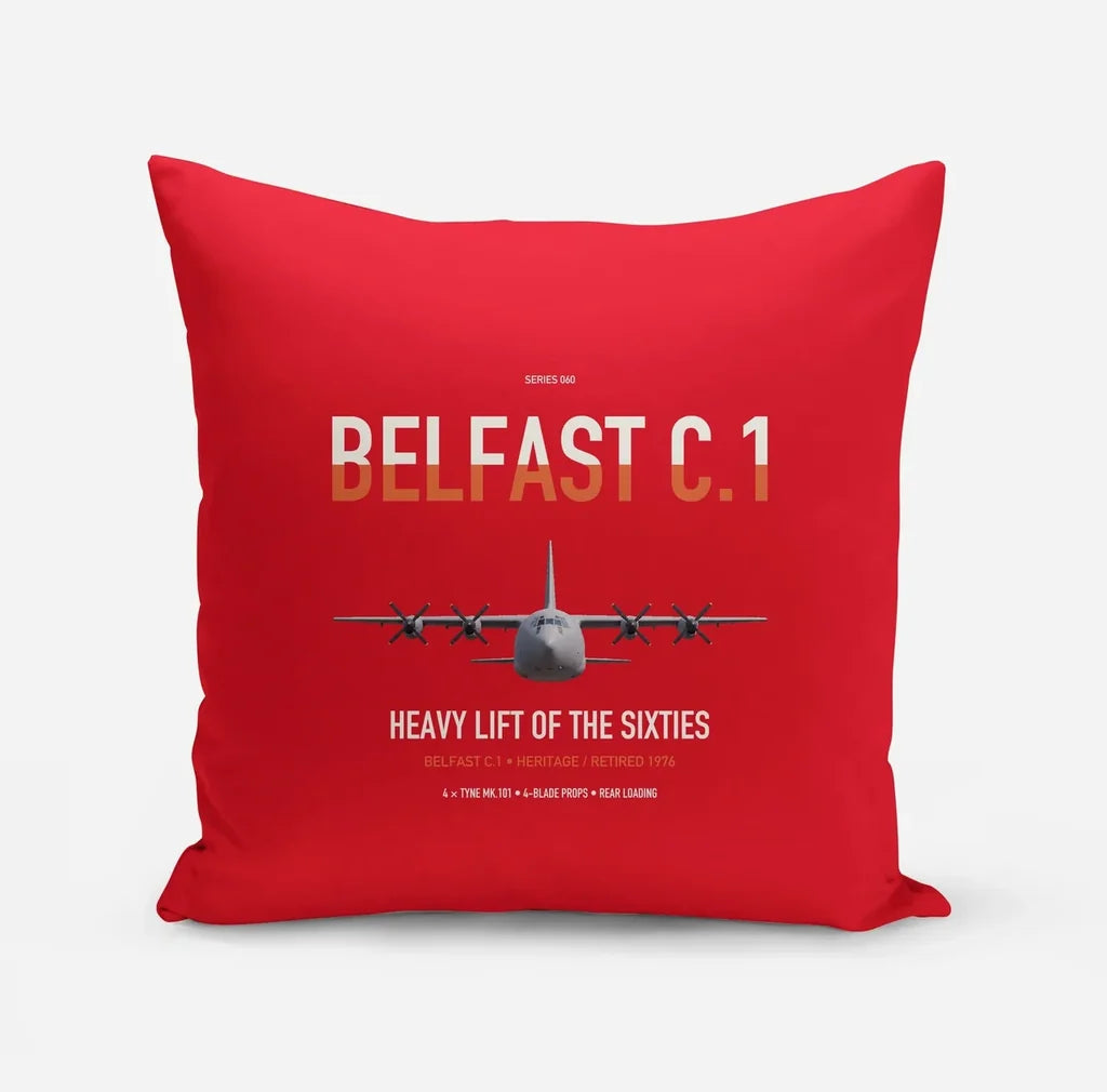 Short Belfast C.1 design on red pillow